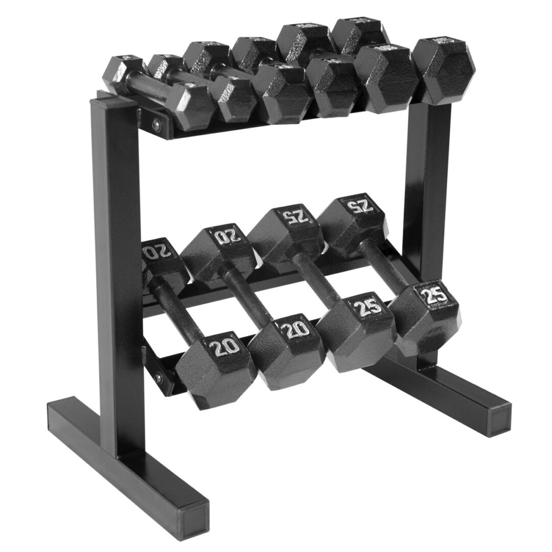 CAP BLACK CAST IRON HEX DUMBBELL SET WITH RACK, 150 LB