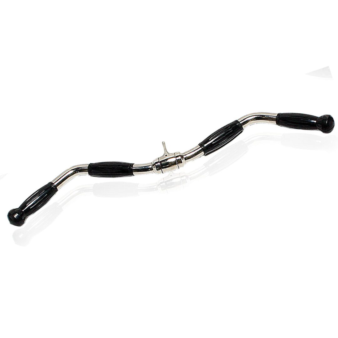 CAP CURL BAR WITH RUBBER HANDGRIPS AND REVOLVING HANGER, 28 IN