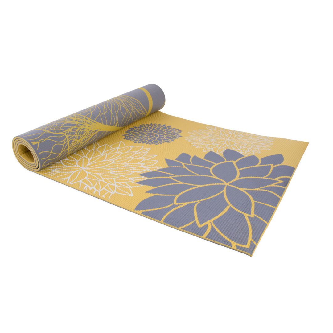 CAP YOGA ECO-FRIENDLY DAHLIA GINKGO REVERSIBLE YOGA MAT WITH CARRY SLING