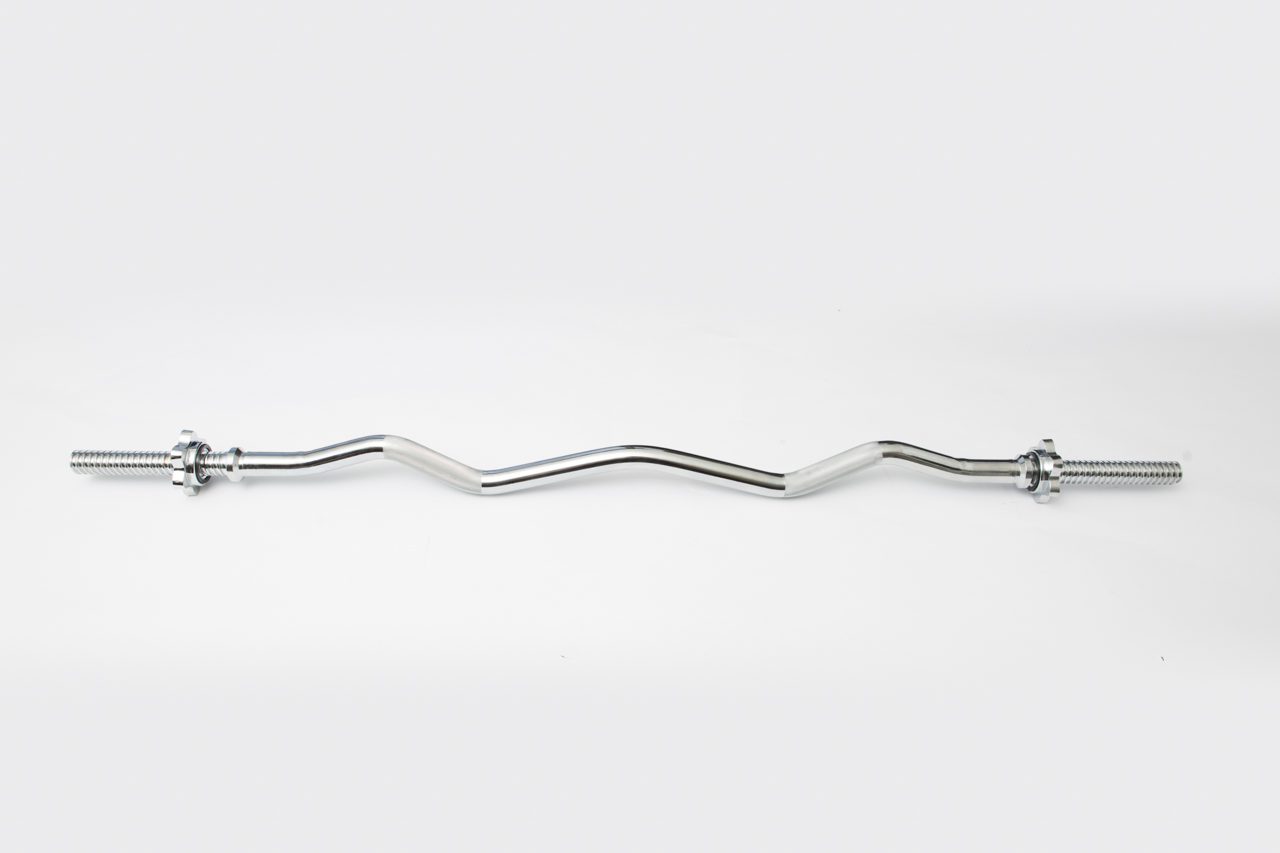 Chrome Spin-Lock Curl Bar w Spin-Lock Collars