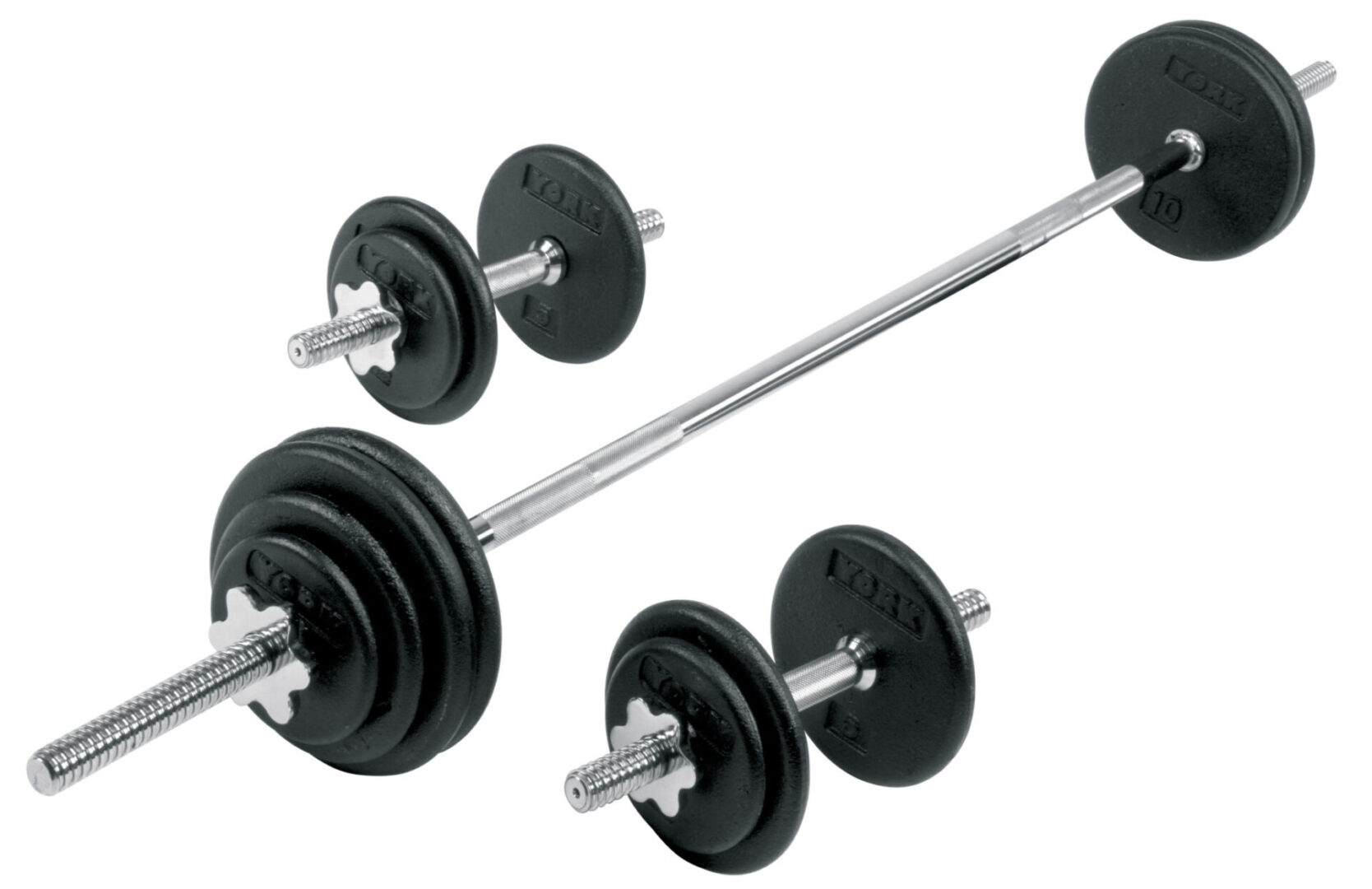 Pro Cast Iron Dumbbell Barbell Spinlock Set