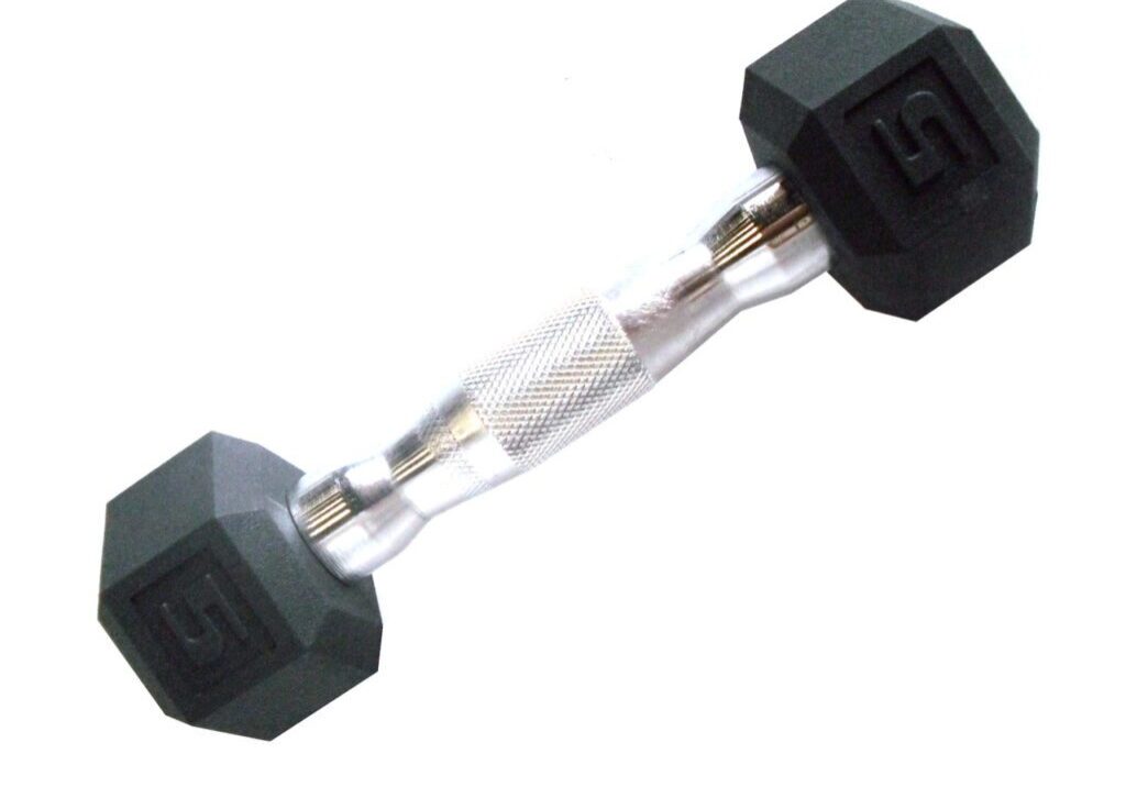 CAP COATED HEX DUMBBELL WITH CONTOURED CHROME HAND GRIP