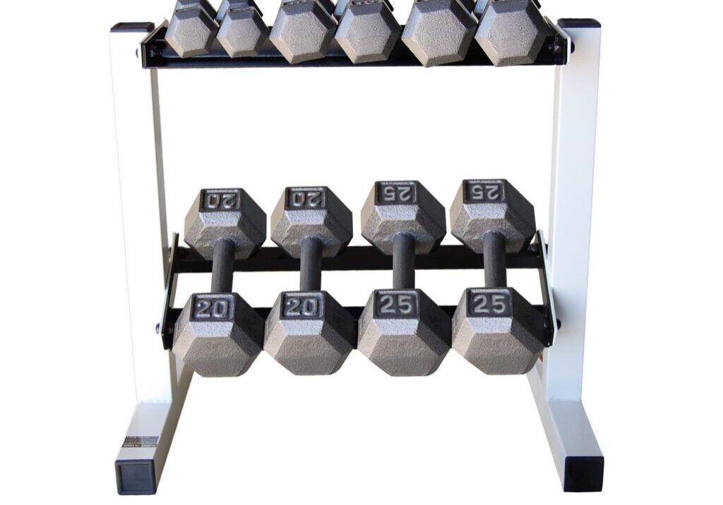 CAP GRAY CAST IRON HEX DUMBBELL SET WITH RACK, 150 LB