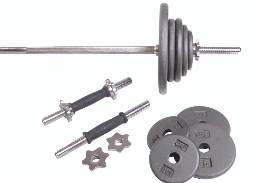 CAP REGULAR 110 LB SET WITH THREADED BARS