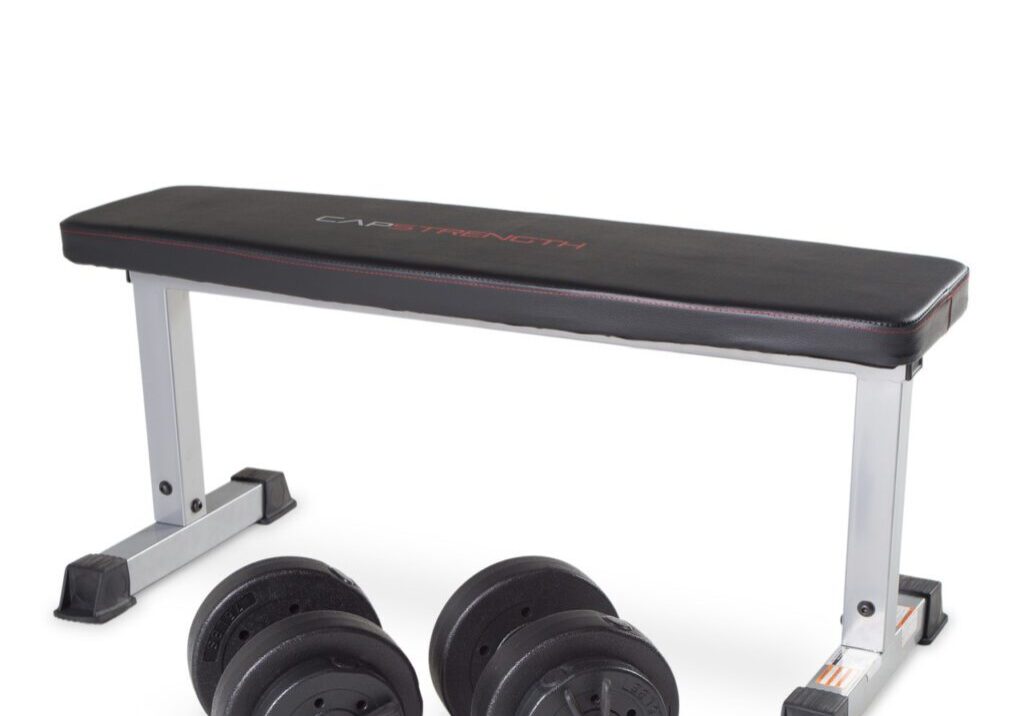 CAP STRENGTH FLAT BENCH WITH ADJUSTABLE DUMBBELL SET