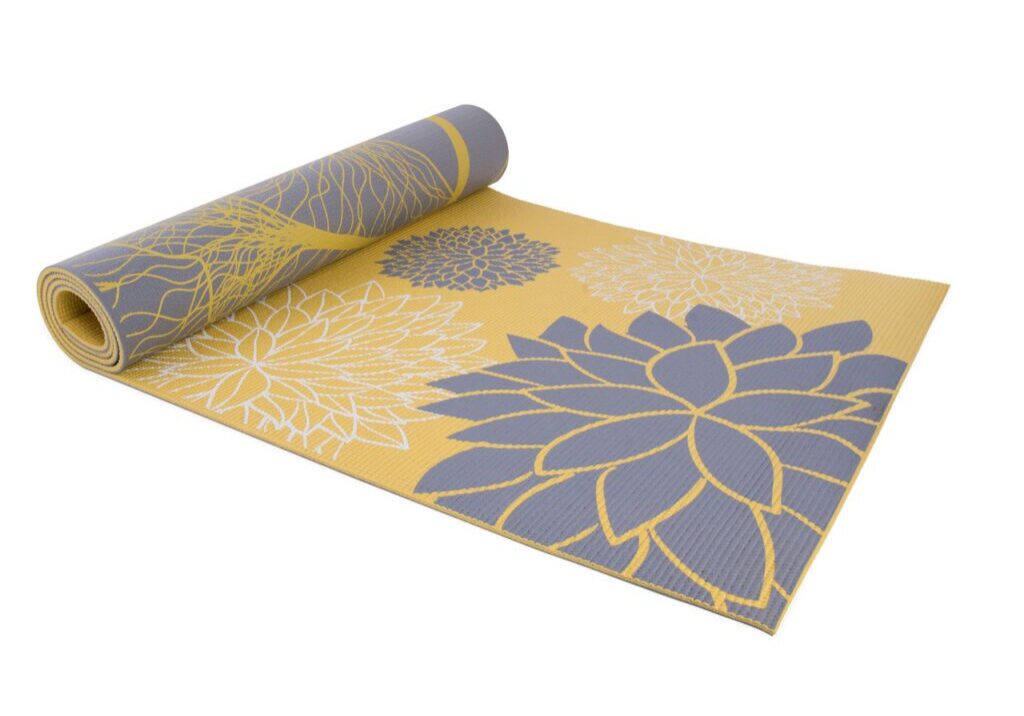 CAP YOGA ECO-FRIENDLY DAHLIA GINKGO REVERSIBLE YOGA MAT WITH CARRY SLING