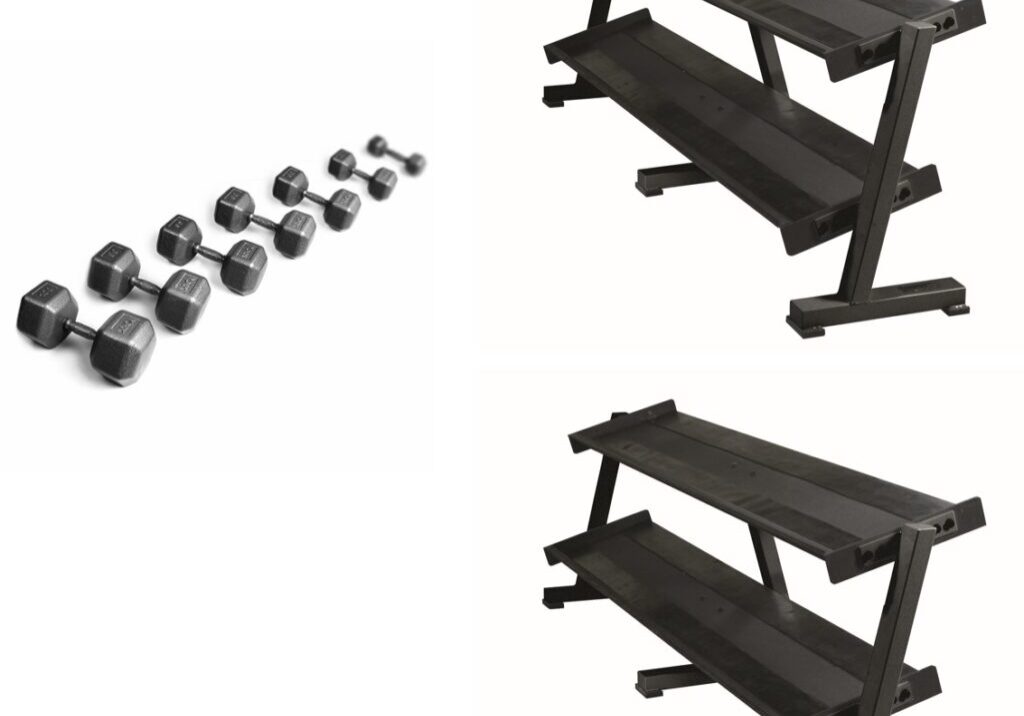 Pro Hex Dumbbell Stock Set with Racks