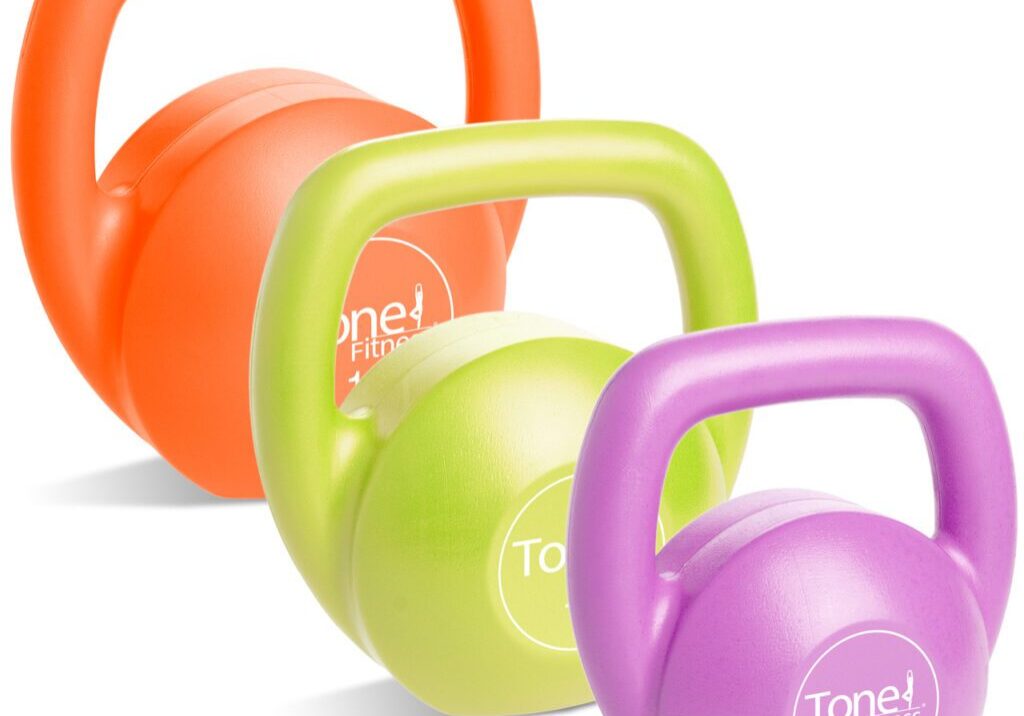 TONE FITNESS PVC COATED CEMENT KETTLEBELL SET, 30 LB